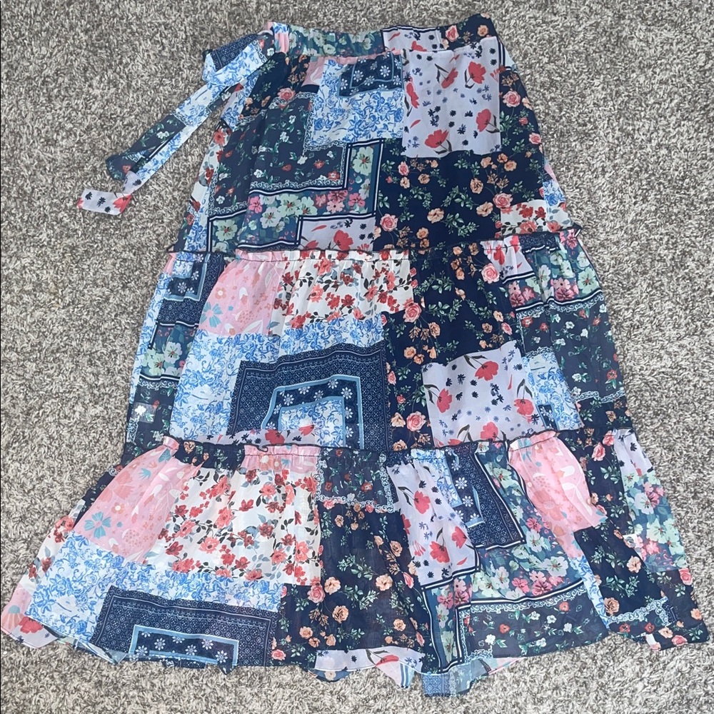 Coco + Carmen Multicolor Patchwork Maxi Skirt - image 2